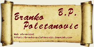 Branko Poletanović vizit kartica